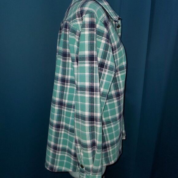 Orvis Teal & Blue Fleece lined Flannel Shacket XL - Picture 6 of 8